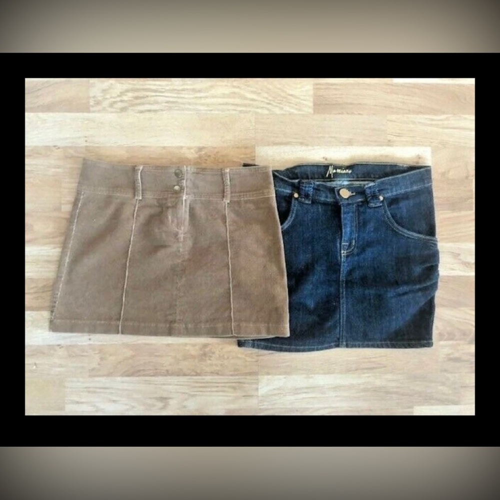 Lot Of 2 Pre-owned Marciano Blue Jean Skirt & Forever 21 Corduroy Skirt Bundle